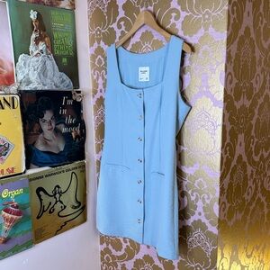 Abercrombie & Fitch Light Blue Mara square neck Buttoned Dress Size Medium